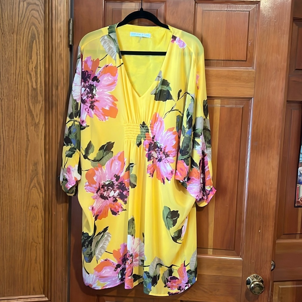 Trina Turk Gentle Floral Dress Mimosa Yellow Size XS Yellow and Pink and Orange